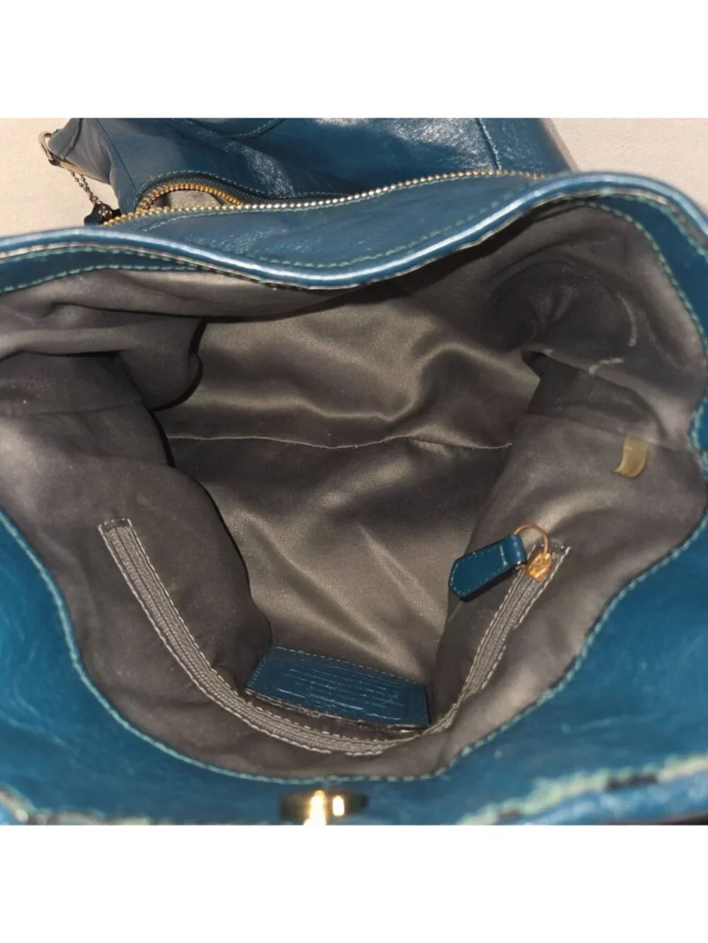 Coach 2013 Teal Madison Phoebe Gathered Twist Leather Shoulder Bag  No. 26257